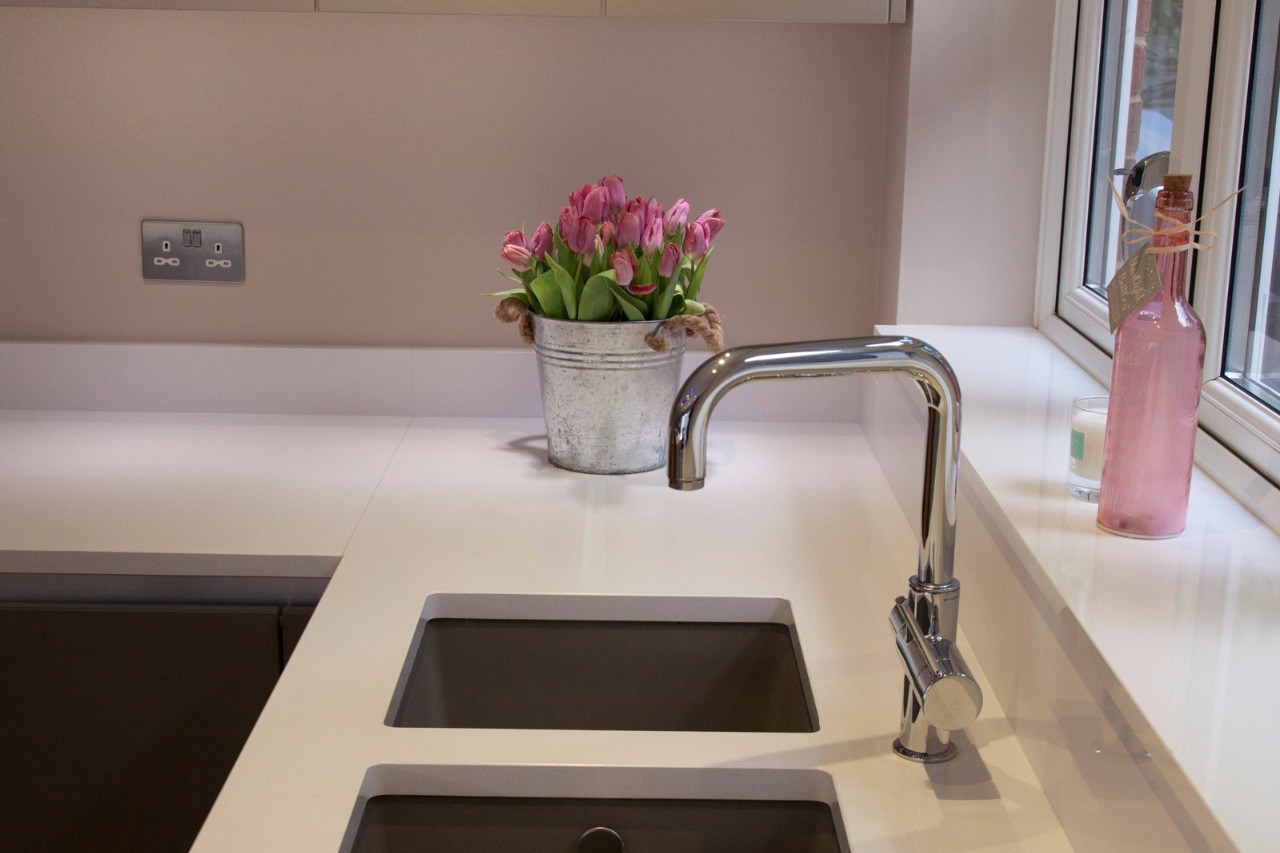 silestone kitchen worktops with integrated double sinks
